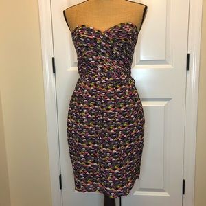 Shoshanna Multicolor Silk Print Strapless Dress size 2